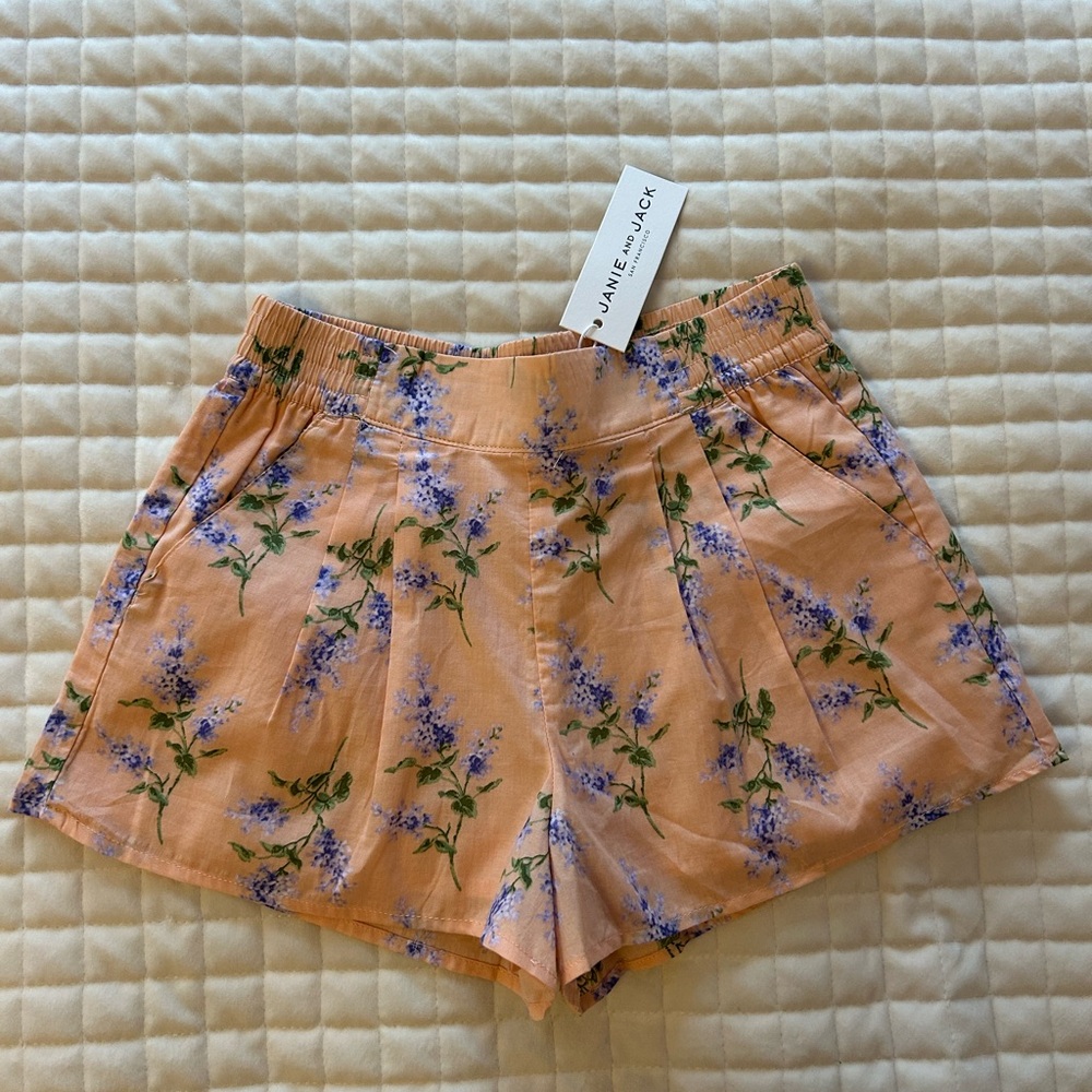 Janie and Jack Peach Floral High Waist Shorts